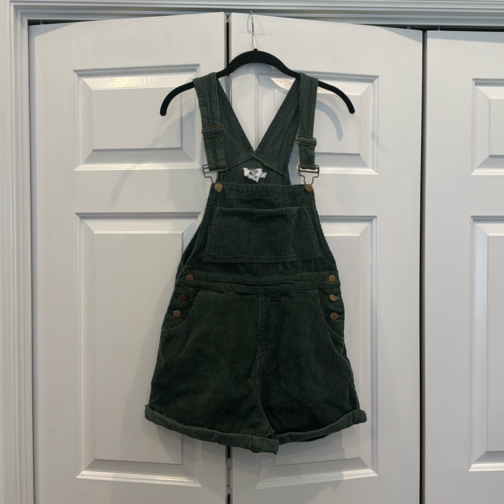 Princess Polly Dark Green Corduroy Short Overalls